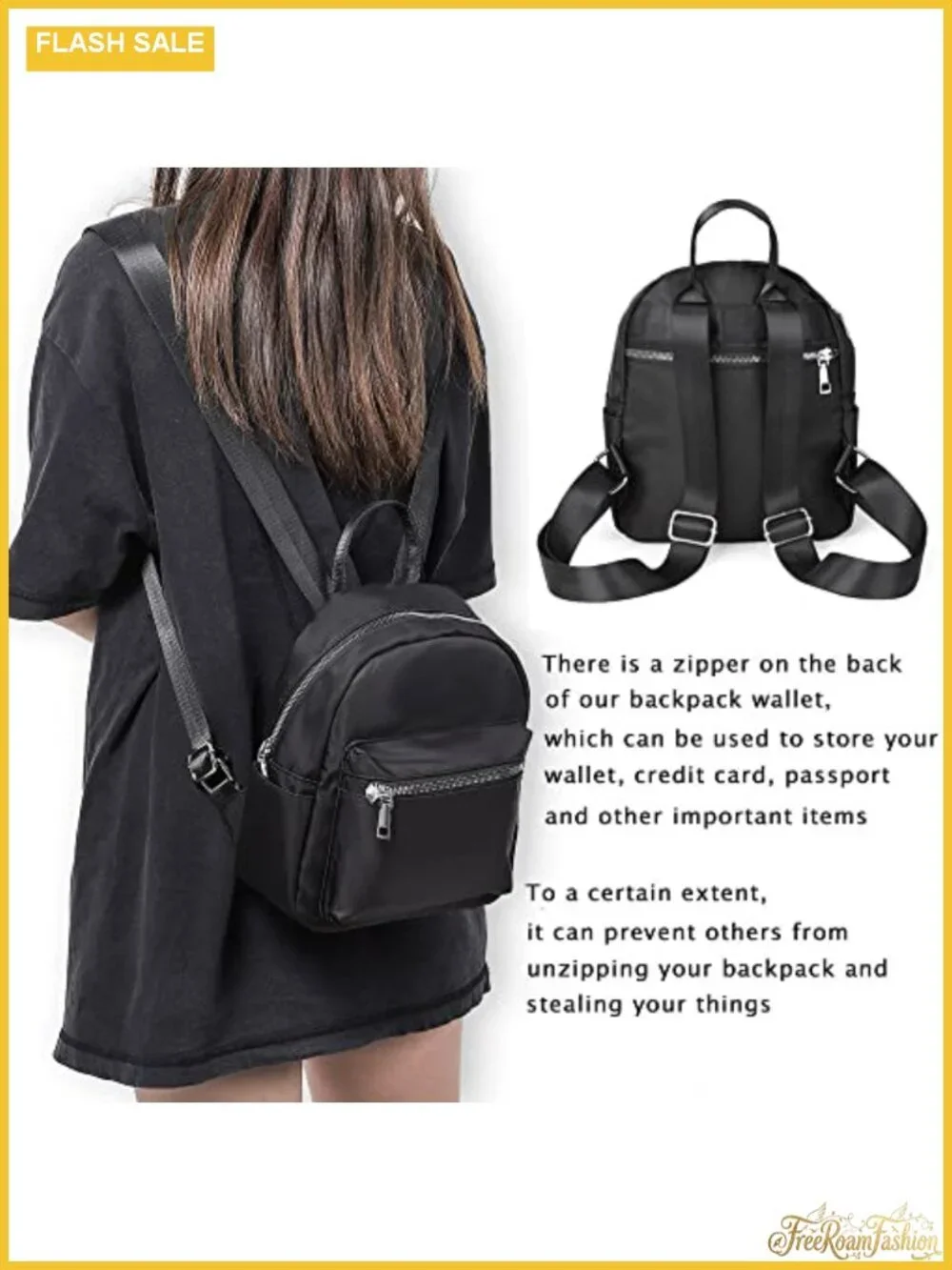 Waterproof Mini Backpack Purse for Women - Adjustable Strap 9.8x8.5in